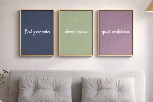 Calm Modern Wall Art Set – Minimalist Quote Prints (Set of 3)-The Arts Workshop